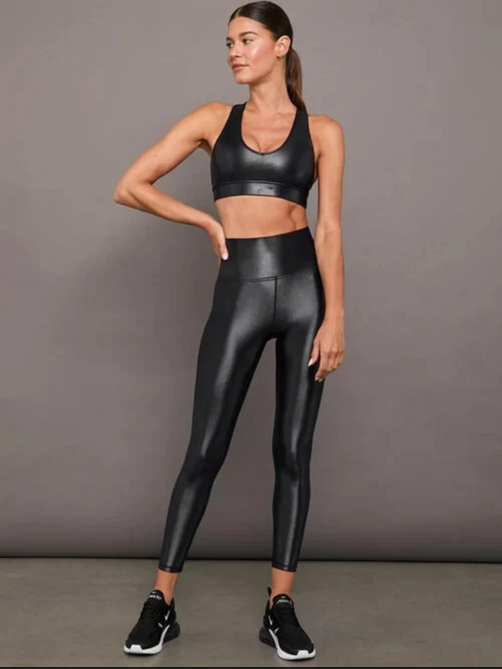 Carbon38 Takara leggings Black high-rise 7/8 length XS women’s shiny